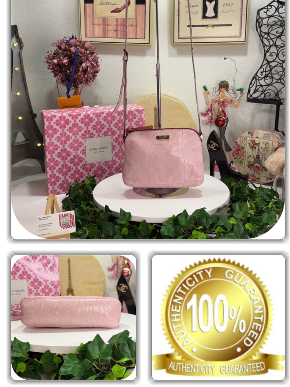 HERMOSA KATE SPADE CROC EMBOSSED PINK CROSSBODY HANDBAG!